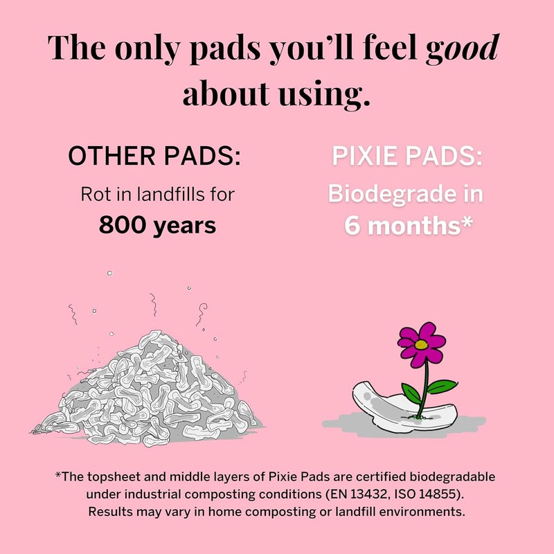 Pixie Cup Pixie Organic Cotton Ultra Thin Large Pads for Women – Extra Heavy Absorbency with Wings – Leak-Proof, Hypoallergenic & Unscented for Feminine Care – Compostable, Biodegradable – 48 Count - Image 5